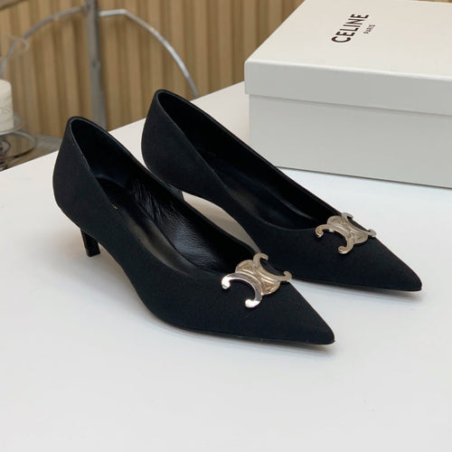 Celine MEDIUM-HEELED 50MM PUMP IN BLACK SUEDE