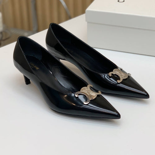 Celine MEDIUM-HEELED 50MM PUMP IN BLACK CALFSKIN