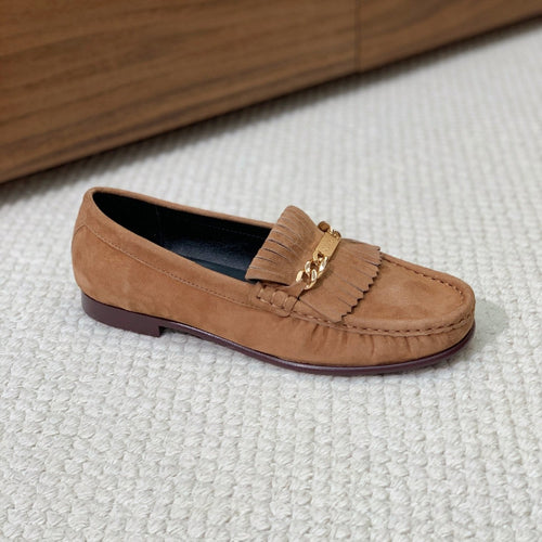Celine LUCO LOAFER WITH FRINGES IN COPPER BROWN SUEDE
