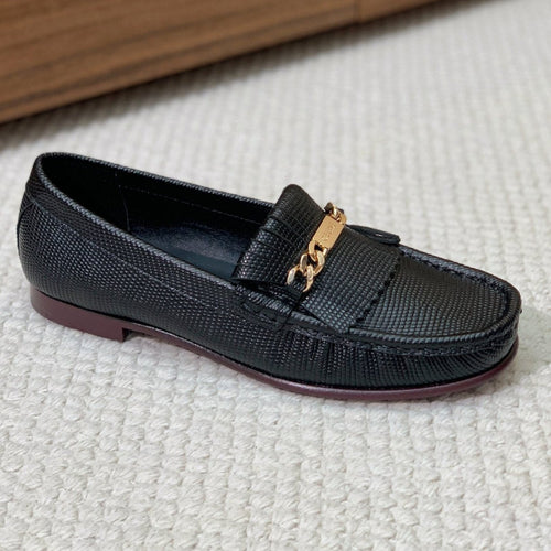 Celine LUCO LOAFER WITH FRINGES IN BLACK LAMBSKIN