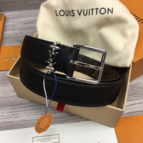 Louis Vuitton BLOOM 30MM BELT BLACK CALFSKIN SILVER HARDWARE
