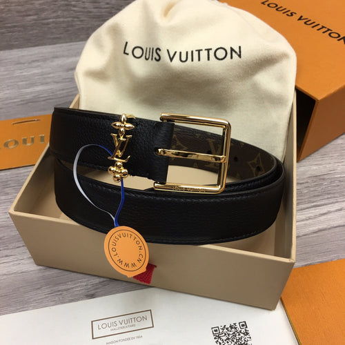 Louis Vuitton BLOOM 30MM BELT BLACK CALFSKIN GOLD HARDWARE
