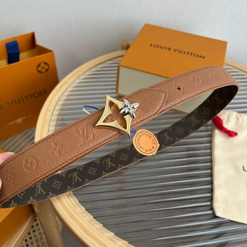 Louis Vuitton Flowergram 30mm Reversible Belt Brown Empreinte Calfskin