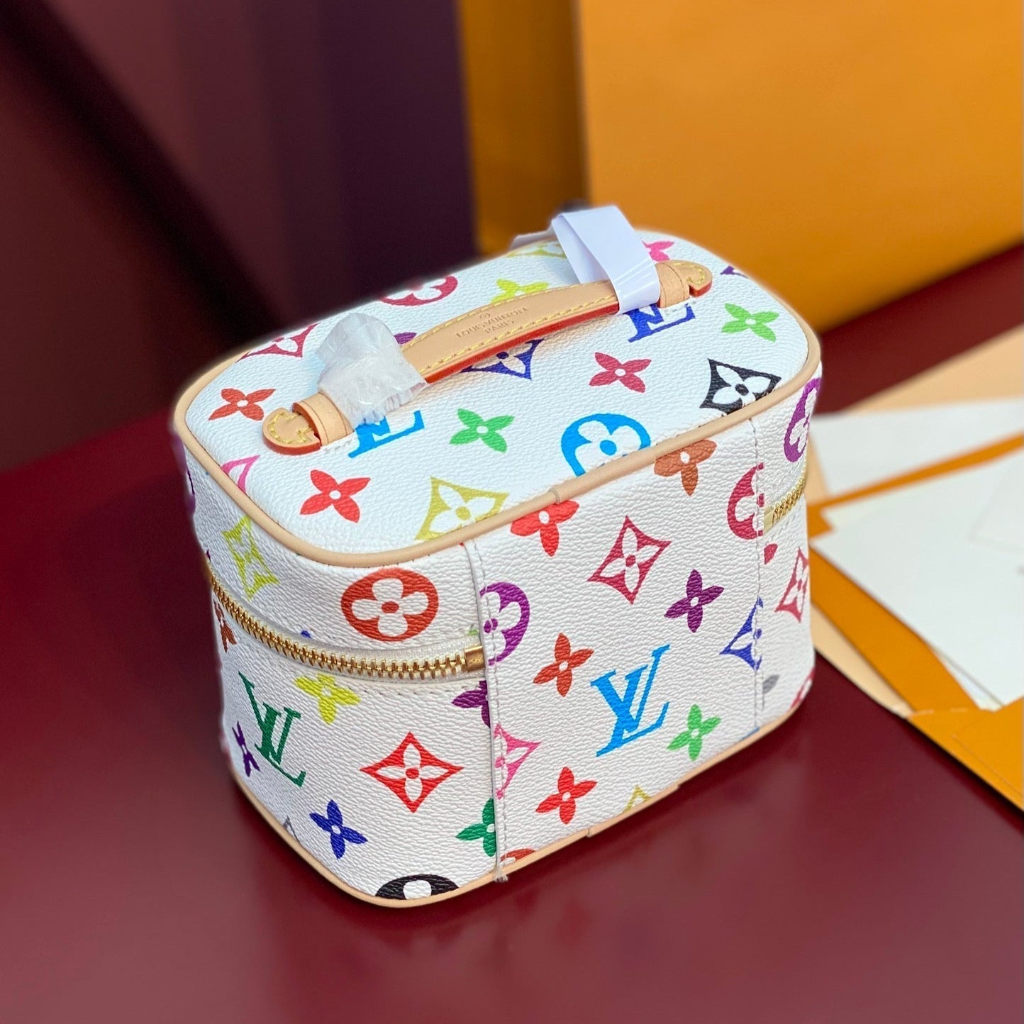 Louis Vuitton NICE NANO 14 IN MULTICOLOR MONOGRAM CANVAS GOLD ZIPPER