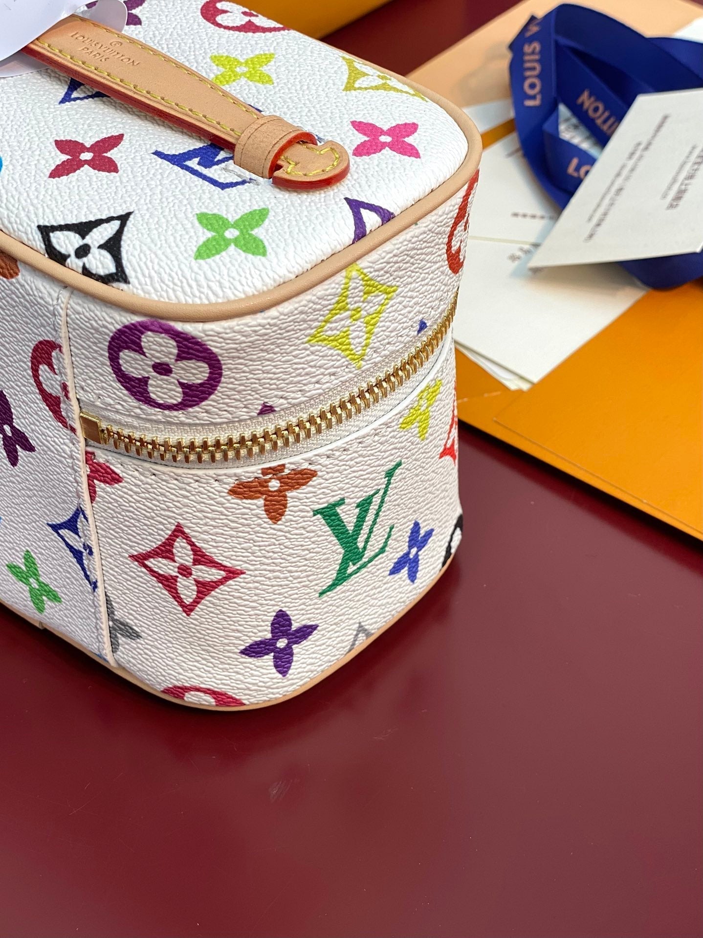 Louis Vuitton NICE NANO 14 IN MULTICOLOR MONOGRAM CANVAS GOLD ZIPPER