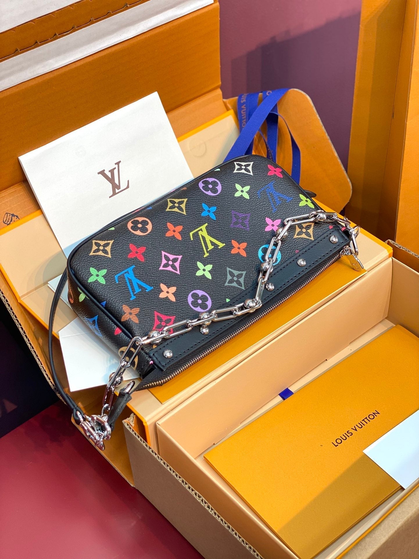Louis Vuitton x TM Pochette Accessoires 22cm Black Muticolor Monogram Canvas