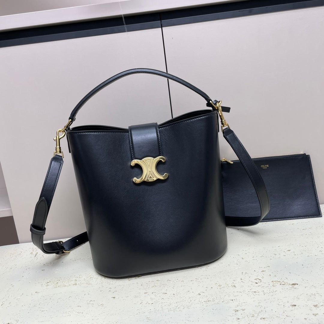 Celine MEDIUM 28 LOUISE BAG IN BLACK SMOOTH CALFSKIN
