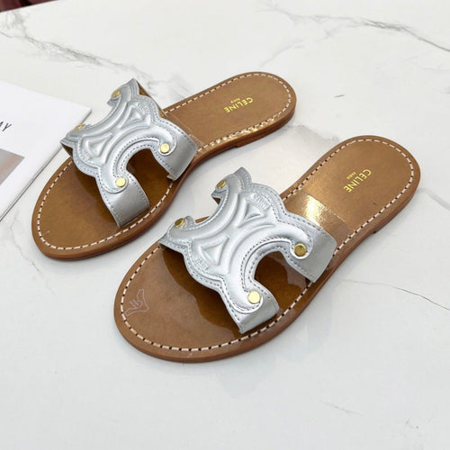 Celine TRIOMPHE SLIDE IN SILVER CALFSKIN
