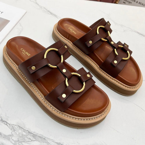 Celine TIPPI SANDAL IN CHESTNUT BROWN CALFSKIN