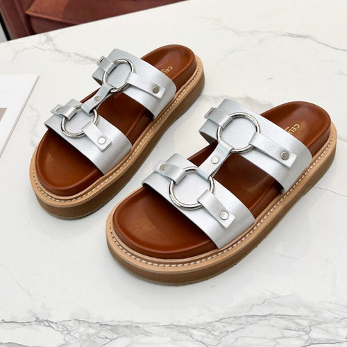 Celine TIPPI SANDAL IN SILVER CALFSKIN