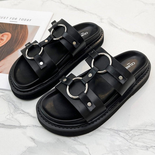 Celine TIPPI SANDAL IN BLACK CALFSKIN