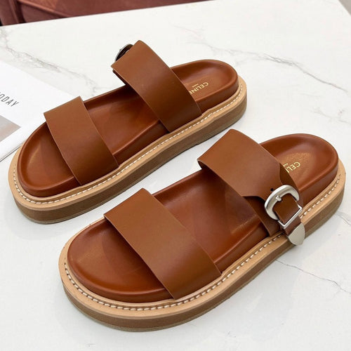 Celine TWO-STRAP SANDALS IN BRONZE BROWN CALFSKIN