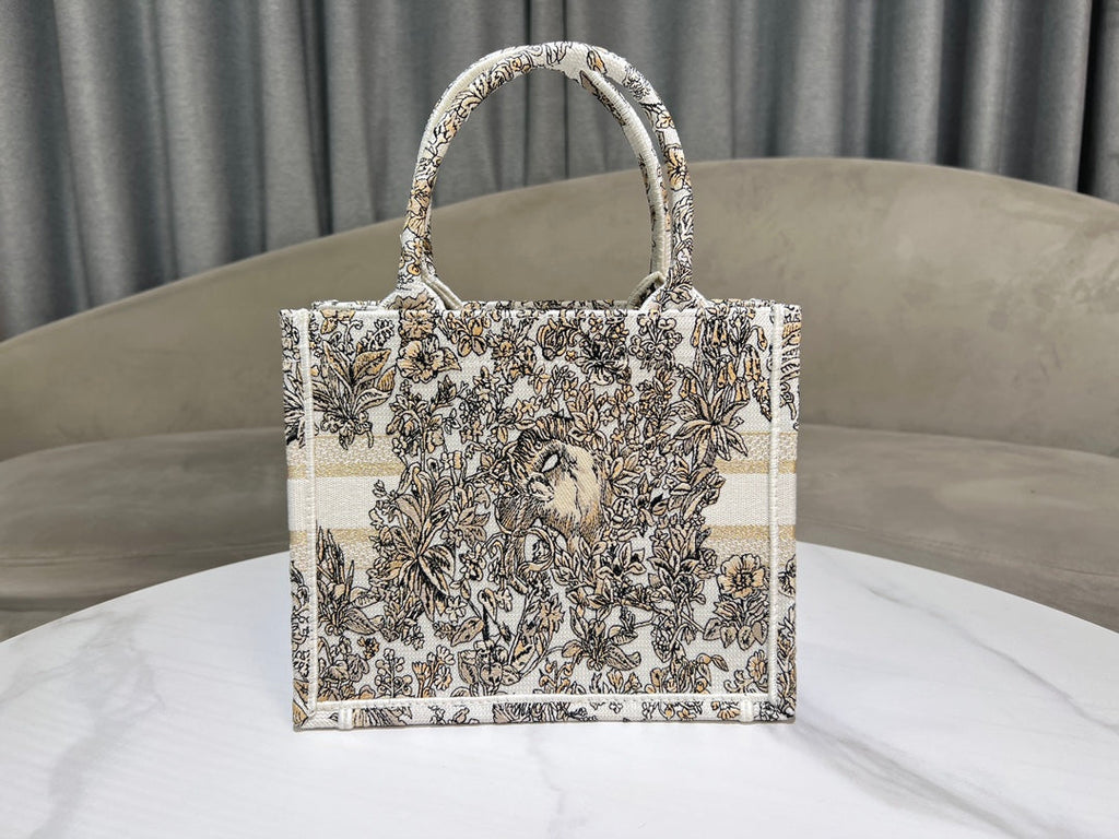 DIOR Book Tote 26.5 Beige White Canvas