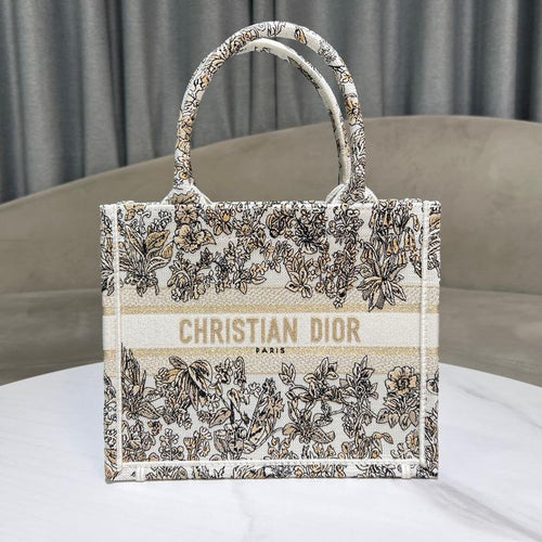DIOR Book Tote 26.5 Beige White Canvas