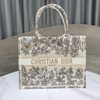 DIOR Book Tote 36.5 Beige White Canvas