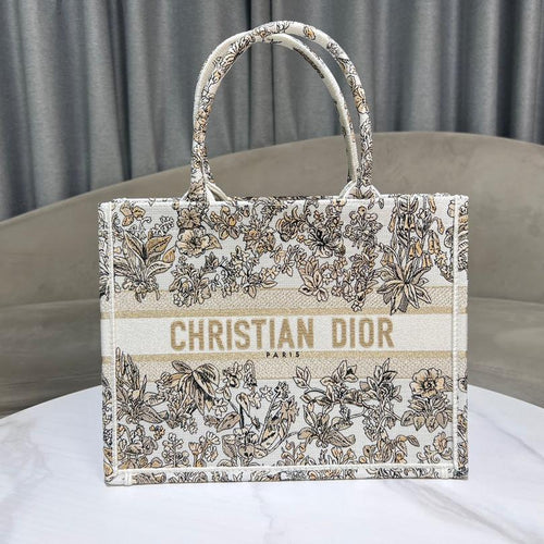 DIOR Book Tote 36.5 Beige White Canvas