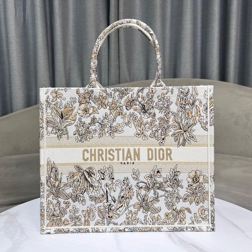 DIOR Book Tote 41.5 Beige White Canvas