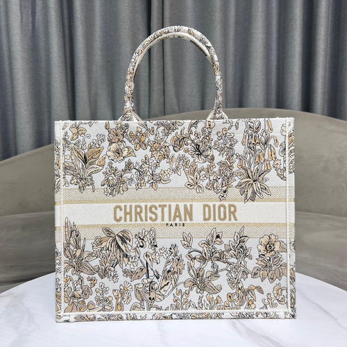 DIOR Book Tote 41.5 Beige White Canvas