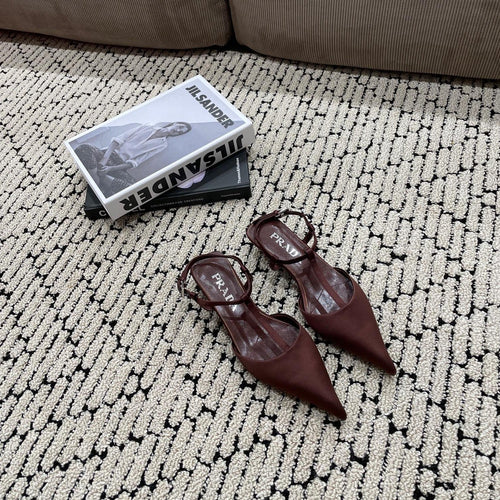 PRADA SATIN SLINGBACK PUMPS CHOCOLATE