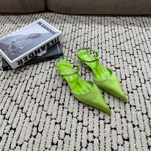 PRADA SATIN SLINGBACK PUMPS CHARTREUSE