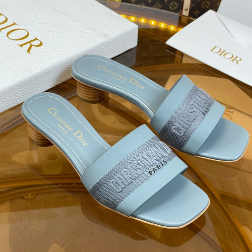 DIOR slide 45 patel blue calfskin embroidered cotton