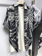 DIOR SQUARE SCARF 140 CM IN BLACK MIX WHITE MONOGRAM WOOL AND SILK 415109