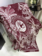 DIOR SQUARE SCARF 140 CM IN MAROON RED MIX WHITE MONOGRAM WOOL AND SILK 415110