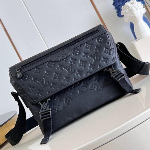 Louis Vuitton MESSENGER VOYAGER PM 33 IN BLACK MONOGRAM SHADOW CALFSKIN