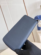 Louis Vuitton ZIPPY VERTICAL AEROGRAM WALLET 20CM BLUE CALFSKIN