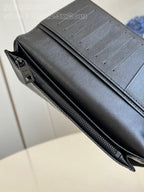 Louis Vuitton BRAZZA WALLET AEROGRAM 19CM BLACK CALFSKIN