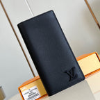 Louis Vuitton BRAZZA WALLET AEROGRAM 19CM BLACK CALFSKIN