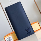 Louis Vuitton BRAZZA WALLET AEROGRAM 19CM BLUE CALFSKIN
