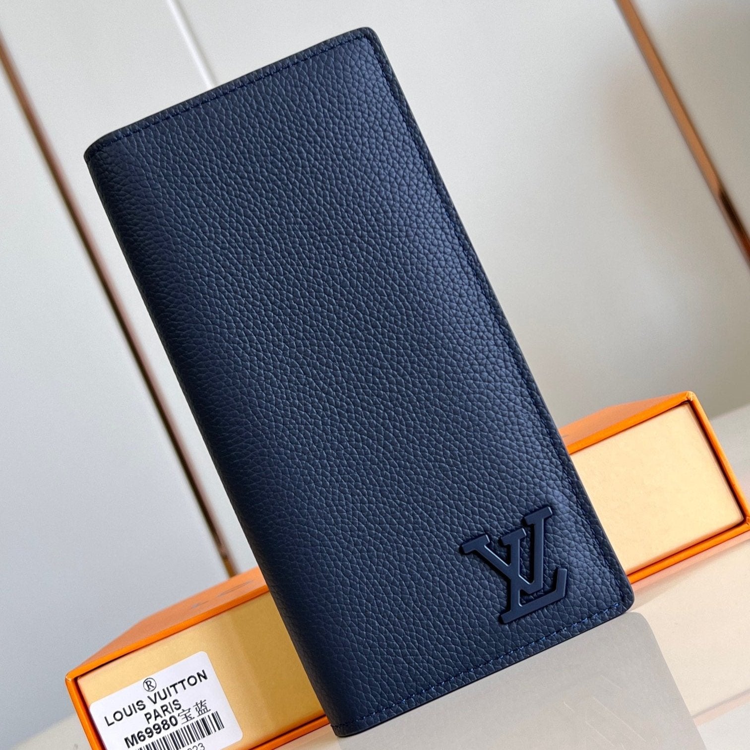Louis Vuitton BRAZZA WALLET AEROGRAM 19CM BLUE CALFSKIN