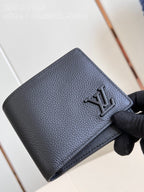 Louis Vuitton MULTIPLE WALLET AEROGRAM 10CM BLACK CALFSKIN