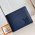 Louis Vuitton MULTIPLE WALLET AEROGRAM 10CM BLUE CALFSKIN