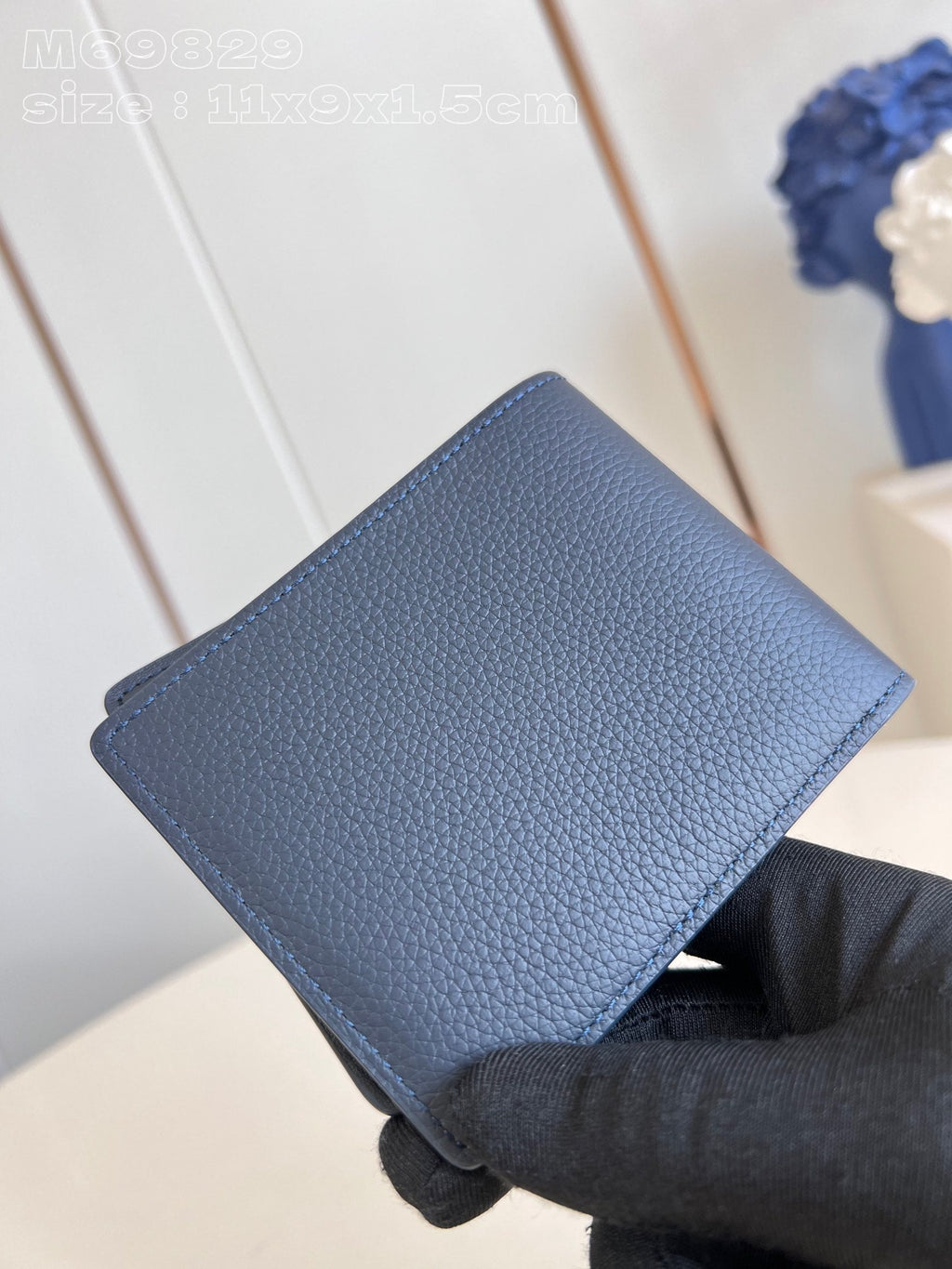 Louis Vuitton MULTIPLE WALLET AEROGRAM 10CM BLUE CALFSKIN