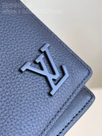 Louis Vuitton MULTIPLE WALLET AEROGRAM 10CM BLUE CALFSKIN
