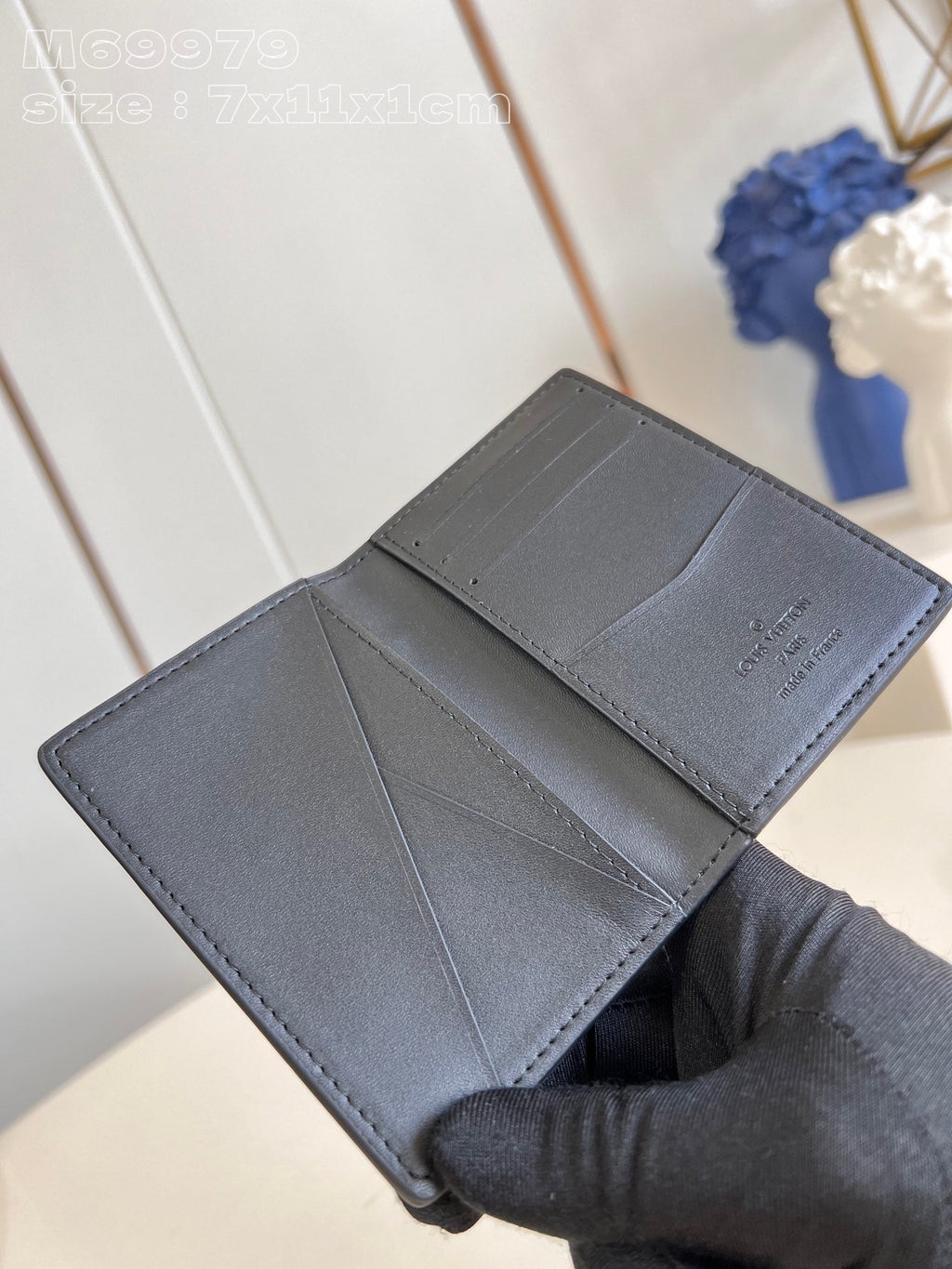 Louis Vuitton WALLET POCKET ORGANIZER AEROGRAM 11CM BLACK CALFSKIN