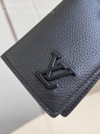 Louis Vuitton WALLET POCKET ORGANIZER AEROGRAM 11CM BLACK CALFSKIN