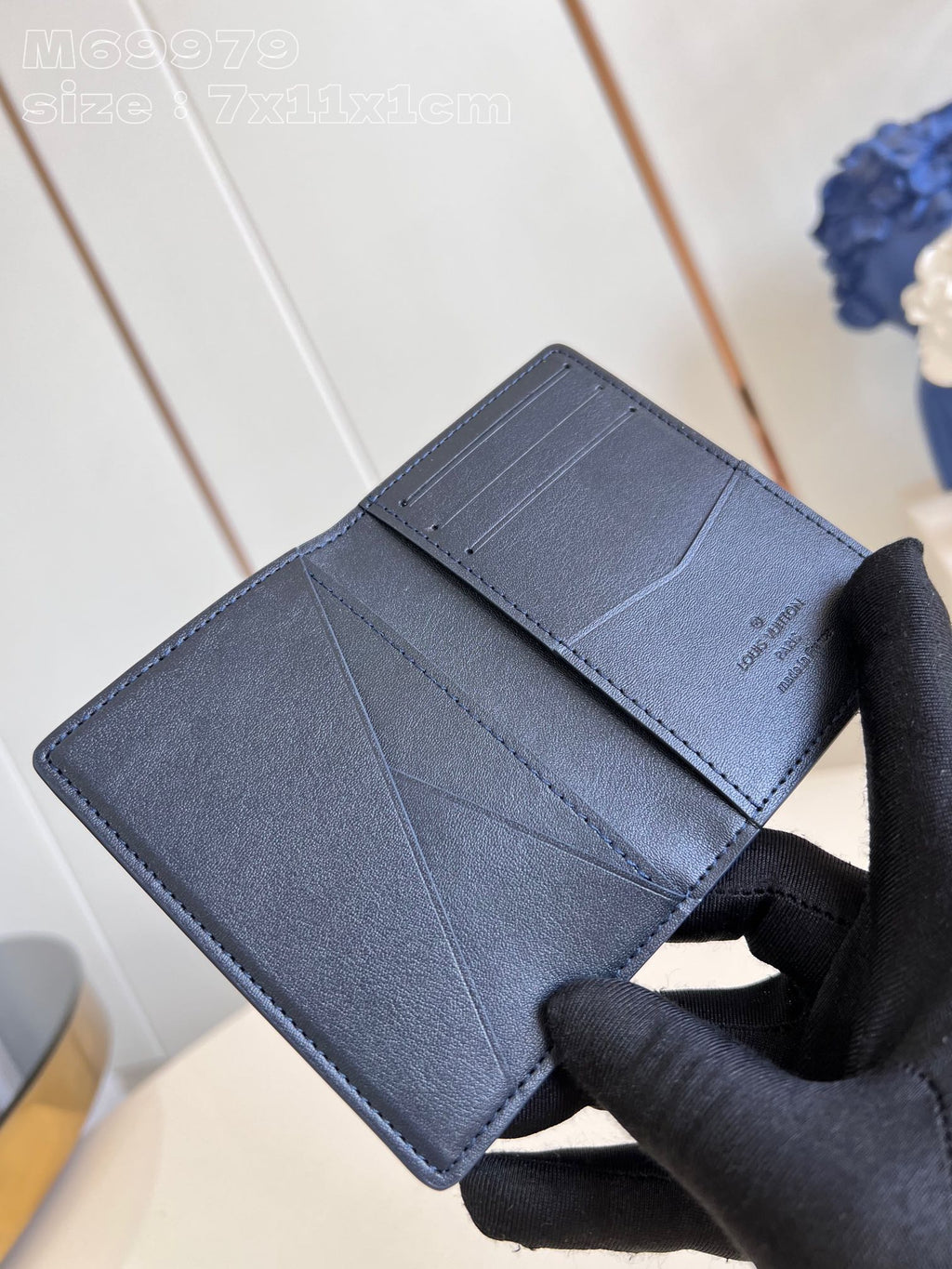 Louis Vuitton WALLET POCKET ORGANIZER AEROGRAM 11CM BLUE CALFSKIN