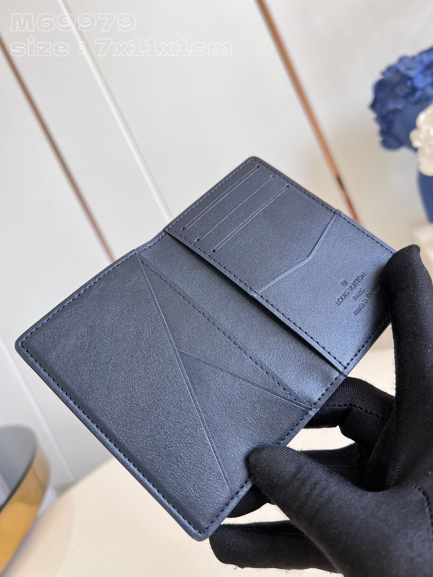 Louis Vuitton WALLET POCKET ORGANIZER AEROGRAM 11CM BLUE CALFSKIN