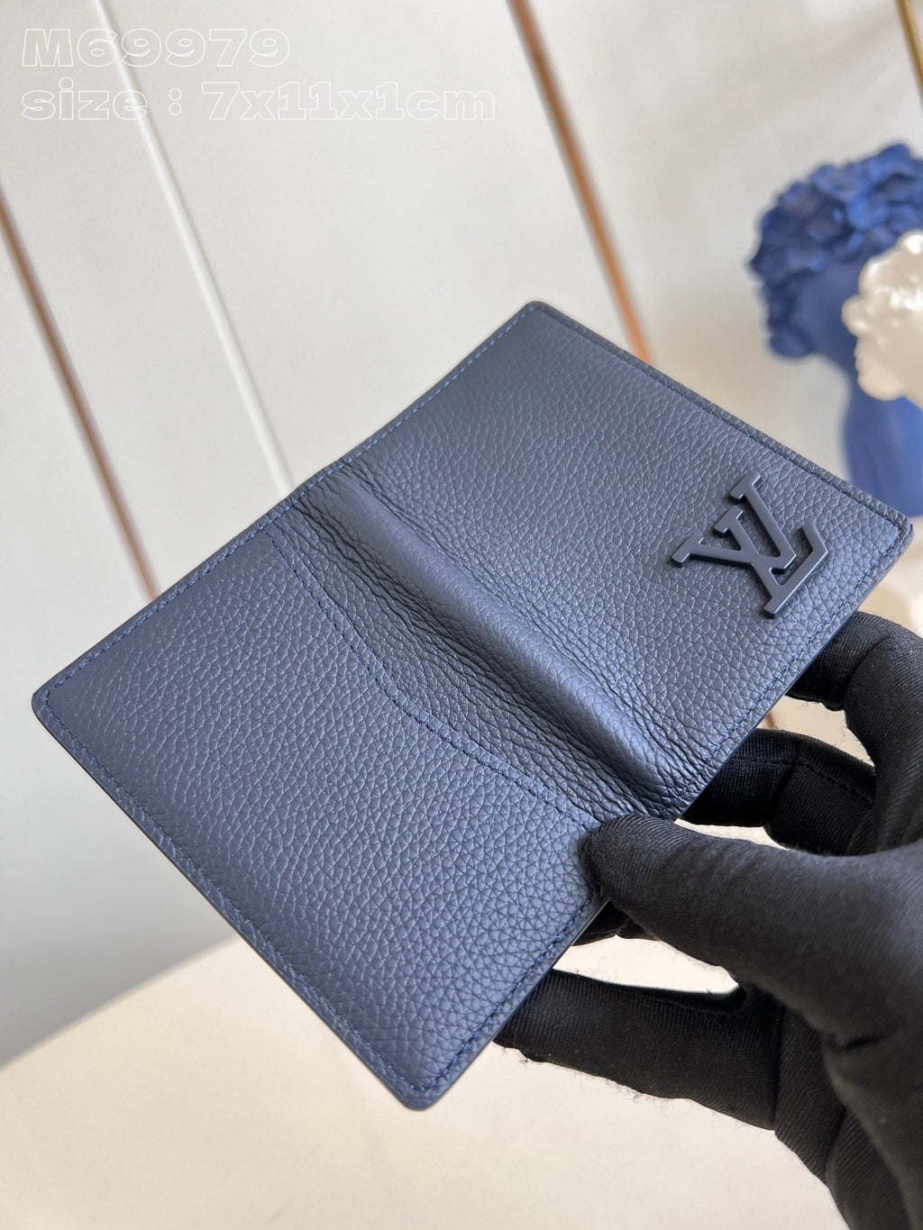 Louis Vuitton WALLET POCKET ORGANIZER AEROGRAM 11CM BLUE CALFSKIN