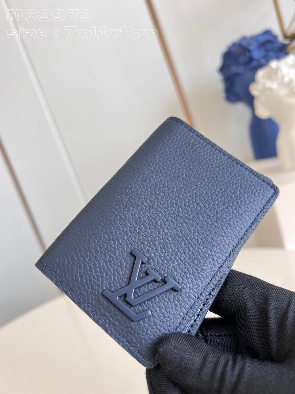 Louis Vuitton WALLET POCKET ORGANIZER AEROGRAM 11CM BLUE CALFSKIN