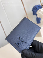 Louis Vuitton WALLET POCKET ORGANIZER AEROGRAM 11CM BLUE CALFSKIN