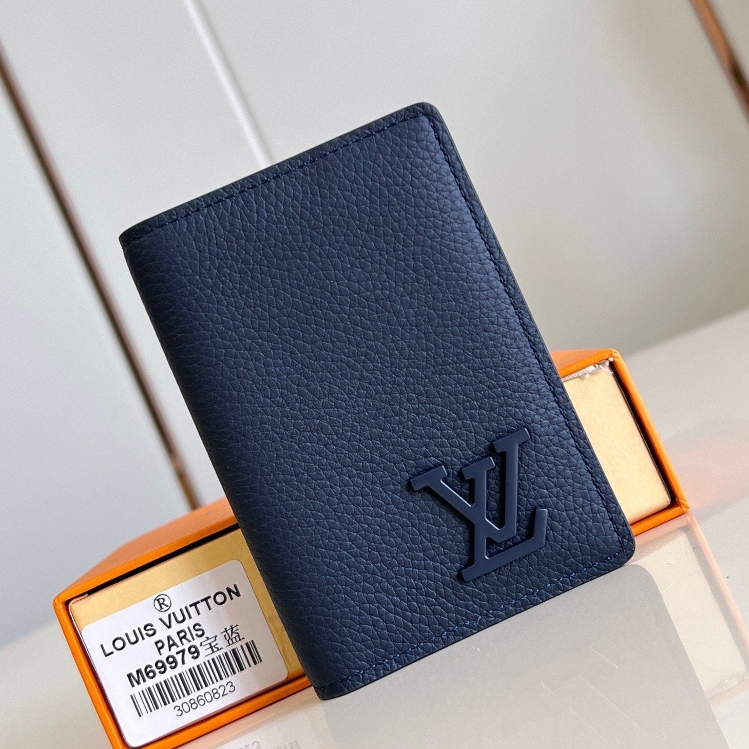 Louis Vuitton WALLET POCKET ORGANIZER AEROGRAM 11CM BLUE CALFSKIN