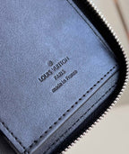 Louis Vuitton ZIPPY VERTICAL WALLET 20CM BLACK CALFSKIN