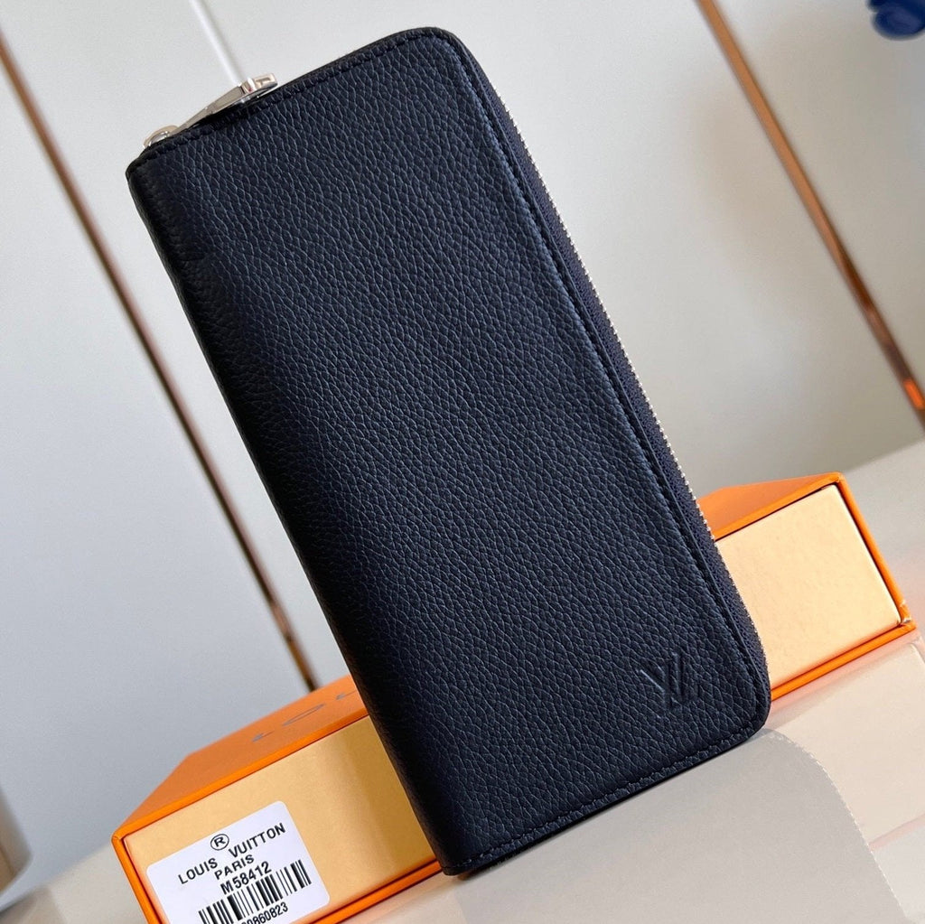Louis Vuitton ZIPPY VERTICAL WALLET 20CM BLACK CALFSKIN