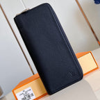 Louis Vuitton ZIPPY VERTICAL WALLET 20CM BLACK CALFSKIN