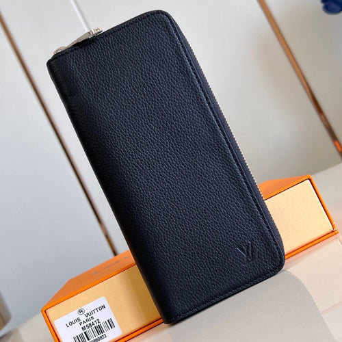 Louis Vuitton ZIPPY VERTICAL WALLET 20CM BLACK CALFSKIN