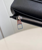 Louis Vuitton BRAZZA WALLET 19CM BLACK CALFSKIN